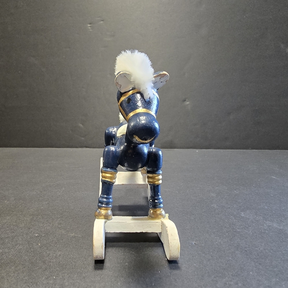 Vtg Christmas Rocking Horse Ornaments 2 Painted Wood, 1 Plastic - Picture 4 of 16